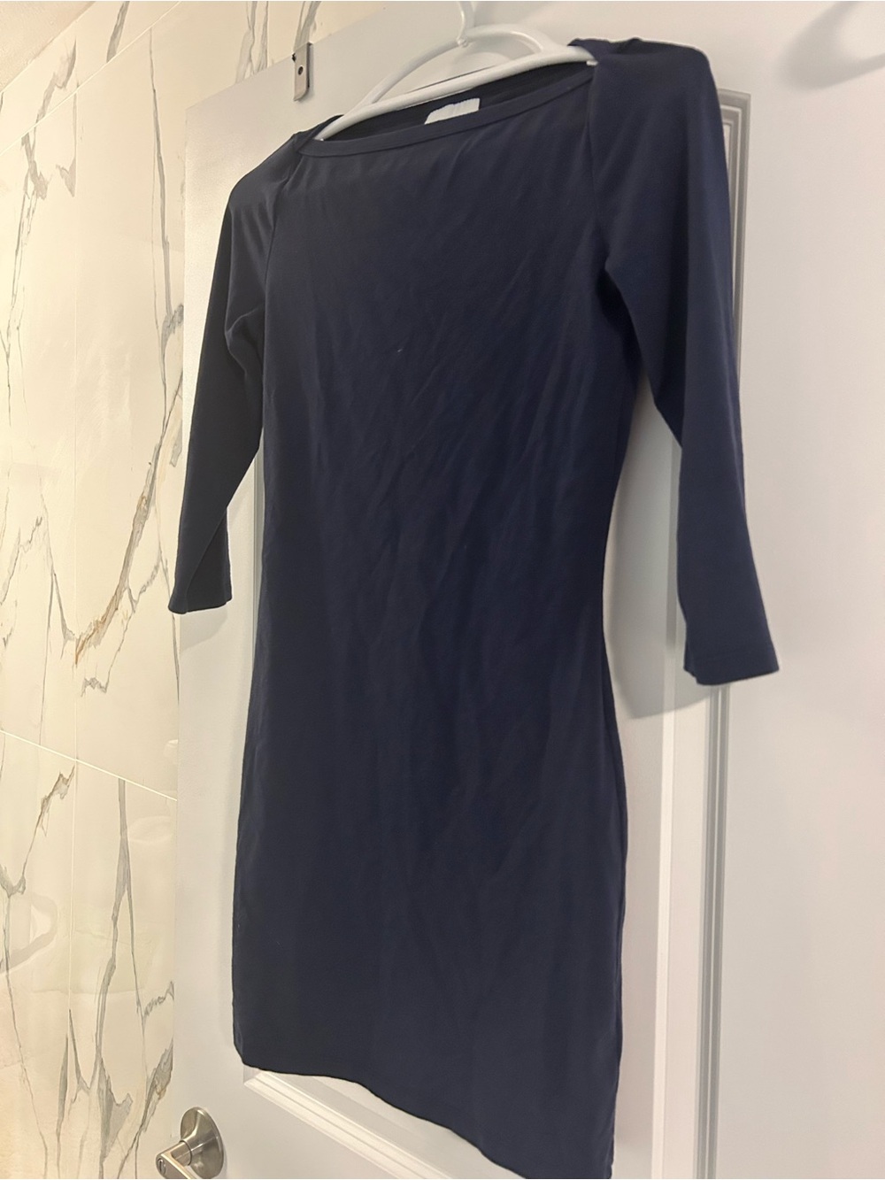 Reformation Navy quarter sleeve mini Dress